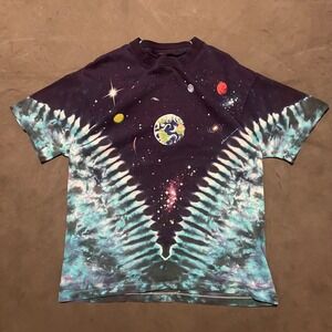 Vtg Liquid Blue 1992 Mens Sz M T-Shirt‎ Planets Universe Earth Single Stitch AOP